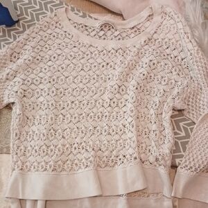 Chic Lace Knit Sweater - Cream